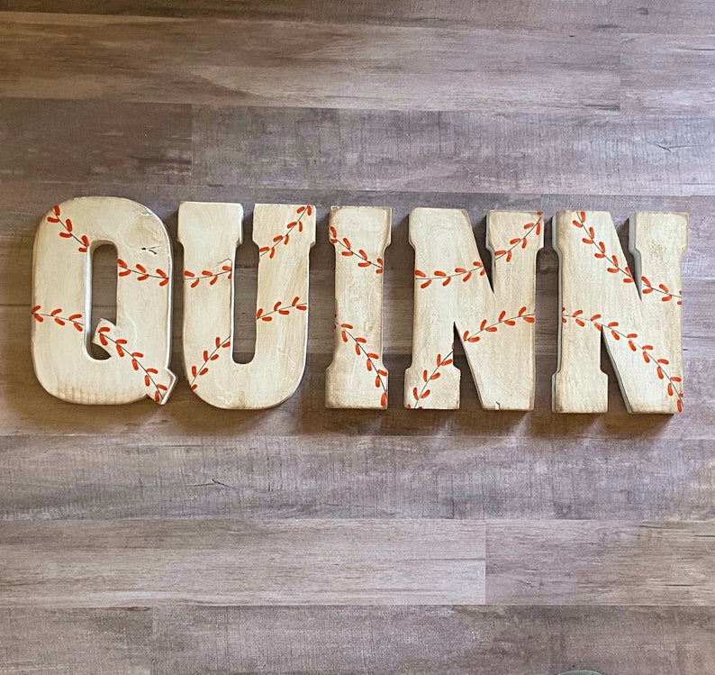 Vintage Baseball Name, Baseball Letters, Personalized Baseball Name, Baseball Nursery, Boys Room, Nursery Decor, Baby Shower, Baby Boy Gift image 1