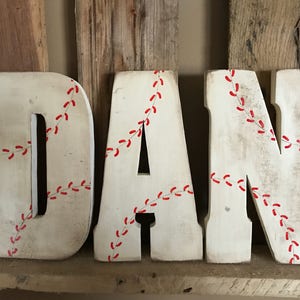 Vintage Baseball Name, Standing Wood, Used Baseball Sign, Boys Room, Fan Sign, Nursery Decor, Baby Shower, Baby Boy Gift, Nursery Sign