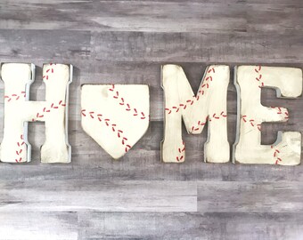 HOME Baseball Sign, Hanging Sign, Standing Letters, Baseball Letters, Baseball Wall, Home Base