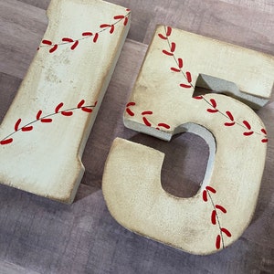 Vintage Baseball Letter, 6" Letters, Small Numbers