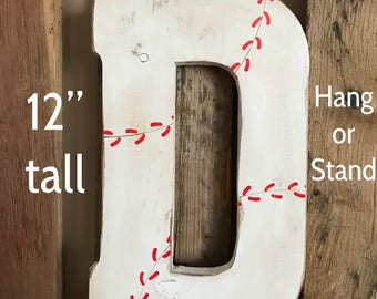 Baseball Wall Decor, 12" Letter, Large Letter, Baseball Letter, Personalized Baseball Sign