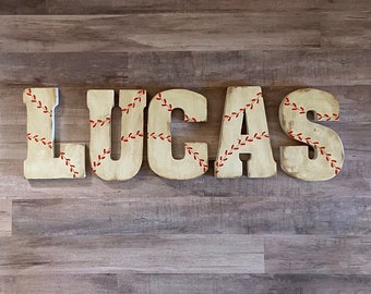 Vintage Baseball Name, 6",Baseball Letters, Personalized Baseball Name, Baseball Nursery, Boys Room, Nursery Decor, Baby Shower