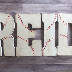 Baseball ONE, Baseball Wall Decor, Sports Wall Decor, Boys Room Decor, Baseball Letters Bild 4