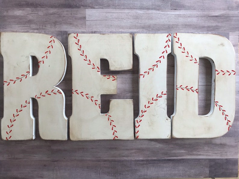 Baseball ONE, Baseball Wall Decor, Sports Wall Decor, Boys Room Decor, Baseball Letters Bild 4