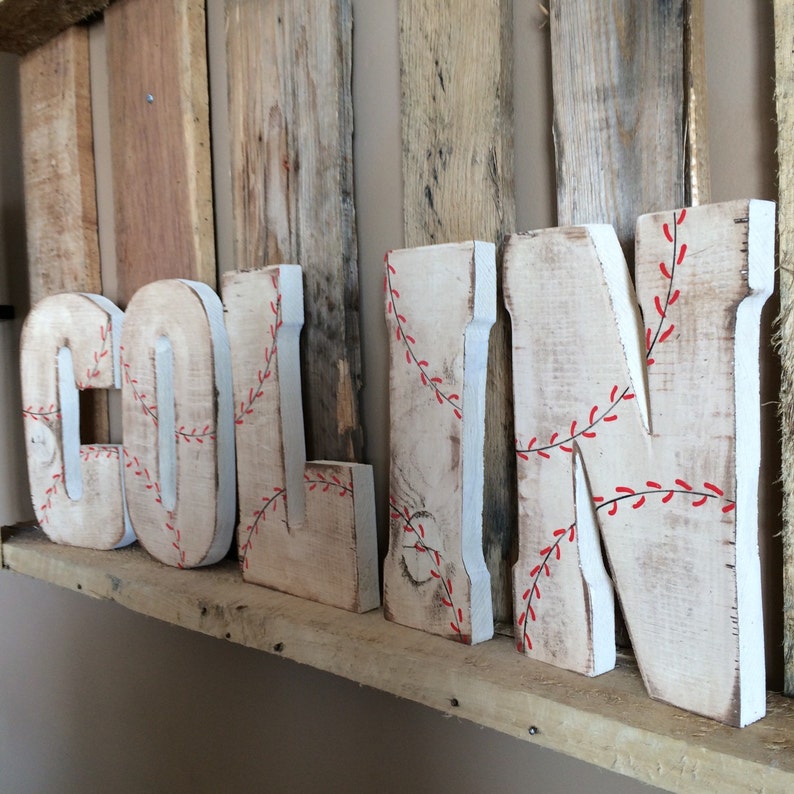 Vintage Baseball Name Standing Wood Used Baseball Sign Boys Etsy