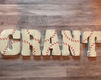 Vintage Baseball Name, Baseball Letters, Personalized Baseball Name, Baseball Nursery, Boys Room, Nursery Decor, Baby Shower, Baby Boy Gift