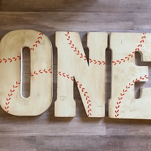 Baseball ONE, Baseball Wall Decor, Sports Wall Decor, Boys Room Decor, Baseball Letters image 3