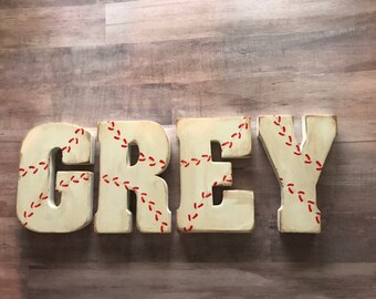 Vintage Baseball Name, Baseball Letters, Personalized Baseball Name, Baseball Nursery, Boys Room, Nursery Decor, Baby Shower, Baby Boy Gift