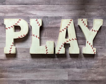 Letras de béisbol, 8", Tema de béisbol, Fiesta de béisbol, Baby Shower de béisbol, Decoración de pared de béisbol, Decoración de fiesta de béisbol