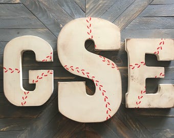 Baseball Wall Decor, Monogram Sign, Monogram Home,Baseball Letter, Personalized Baseball Sign, Baseball Baby Shower, Baseball Room