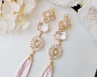 Valentine's Day gift for her.unique light pink Bridal Earrings.Wedding earrings.Vacation Earrings.Birthday gift for her.bridesmaid earrings