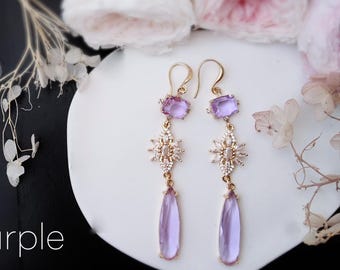 Handmade unique purple Bridal Earrings.Wedding earrings.Vacation Earrings.Birthday gift for her.bridesmaid earrings.gift for girlfriend.