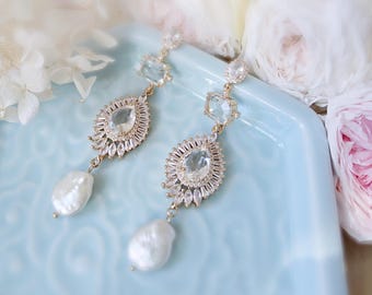 Handmade real Pearl Wedding Earrings: 14K Gold Filled, Bridal Jewelry.Bridal earrings. Party earrings.BrIdesmaid earrings.birthday gift.