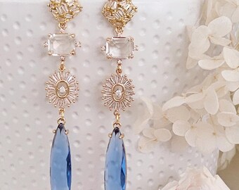 Elegant wedding earrings.blue Wedding Earrings.Party earrings.Bridal earrings.Party earrings.blue earrings.blue wedding necklace &earrings