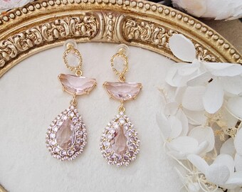 Pink Party earrings.pink wedding earrings.Wedding gift.crystals earrings.Bridal earrings.bwedding necklace&earrings.birtyday gift for her.