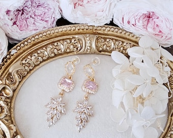 Pink wedding Earrings.bride earrings.Vacation Earrings.Birthday gift for her.bridesmaid earrings.pink&Clear Crystal party earrings.