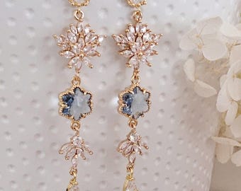 Elegant wedding earrings.blue Wedding Earrings.Party earrings.Bridal earrings.Party earrings.blue earrings.blue wedding necklace &earrings
