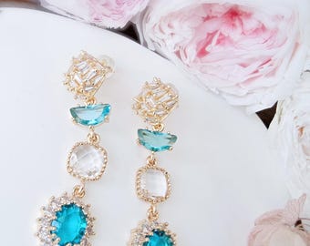 Handmade unique blue Bridal Earrings.Wedding earrings.Vacation Earrings.Birthday gift for her.bridesmaid earrings.gift for girlfriend.