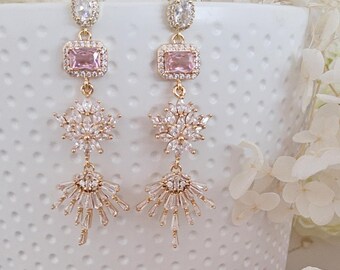 Elegant pink wedding earrings.pink Graduation party earrings.bride earrings.bridesmaid earrings.wedding gift.birthday gift for her