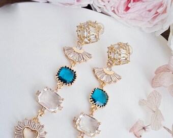 Handmade unique blue Bridal Earrings.Wedding earrings.Vacation Earrings.Birthday gift for her.bridesmaid earrings.gift for girlfriend.
