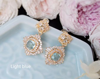 Handmade unique light blue Earrings: 14K Gold Filled Wedding Jewelry.everyday earrings.party earrings.birthday gift for her.women earrings