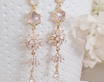 Elegant wedding earrings.pinkWedding Earrings.Party earrings.Bridal earrings.Party earrings.drop earrings.pink wedding necklace &earrings