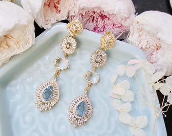 Blue wedding Earrings.bride earring.party earrings.Vacation Earrings.Birthday gift for her.bridesmaid earrings.Crystal wedding earrings.