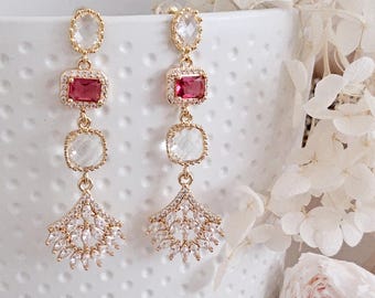 Party earrings.hot pink wedding earrings.Wedding Earrings.Bridal earrings.bwedding necklace&earrings.birtyday gift for her.wedding gift