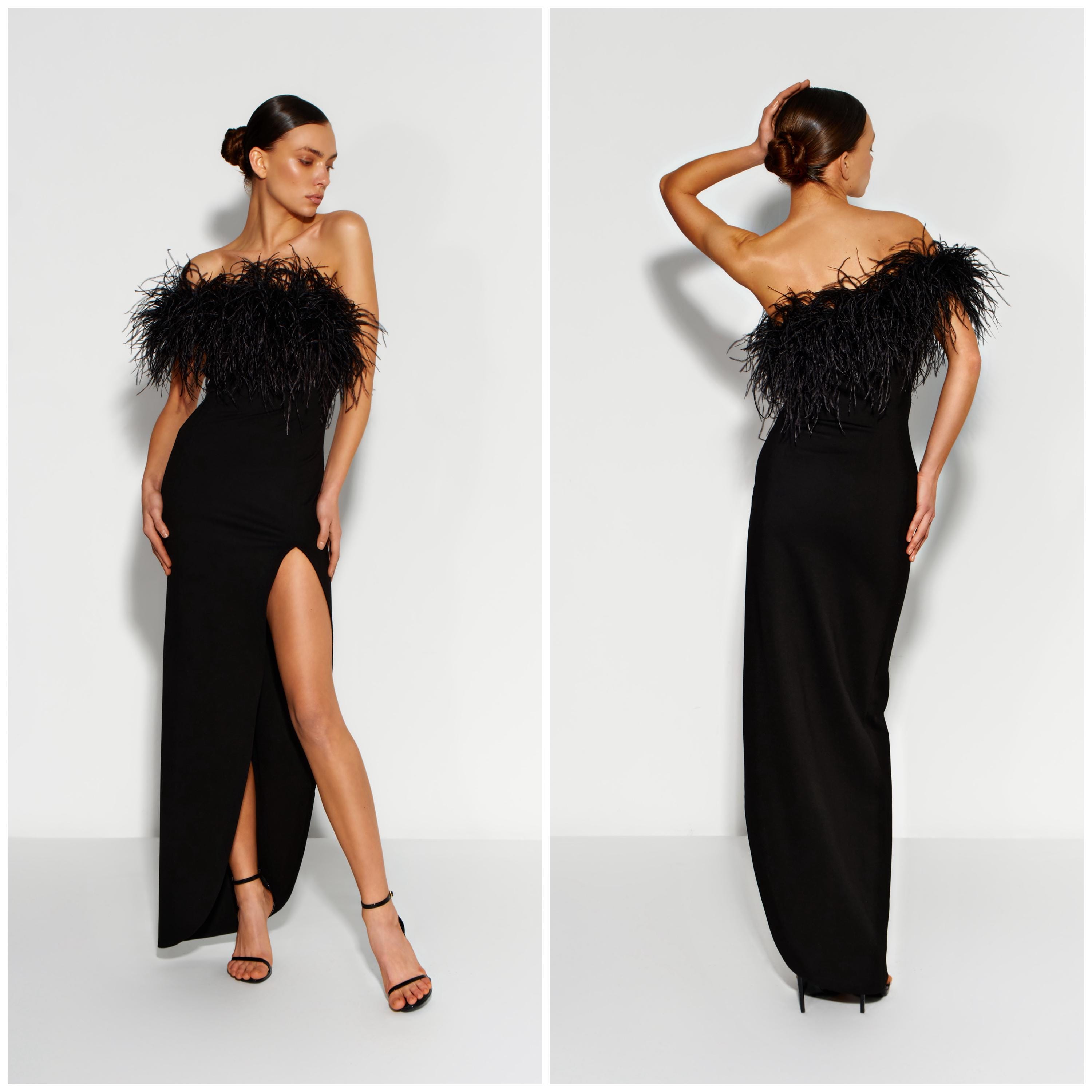 white christmas dresses Black Suzi Maxi Dress with Detachable Feathers main image 1