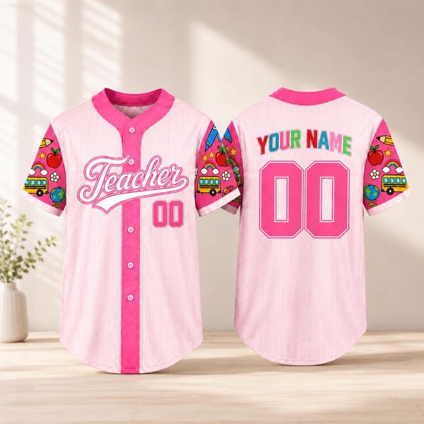 Personalized Teacher Baseball Jersey, Back To School Teacher Shirt, Custom Name Number Jersey, Teacher Appreciation Gift, Teacher Gift