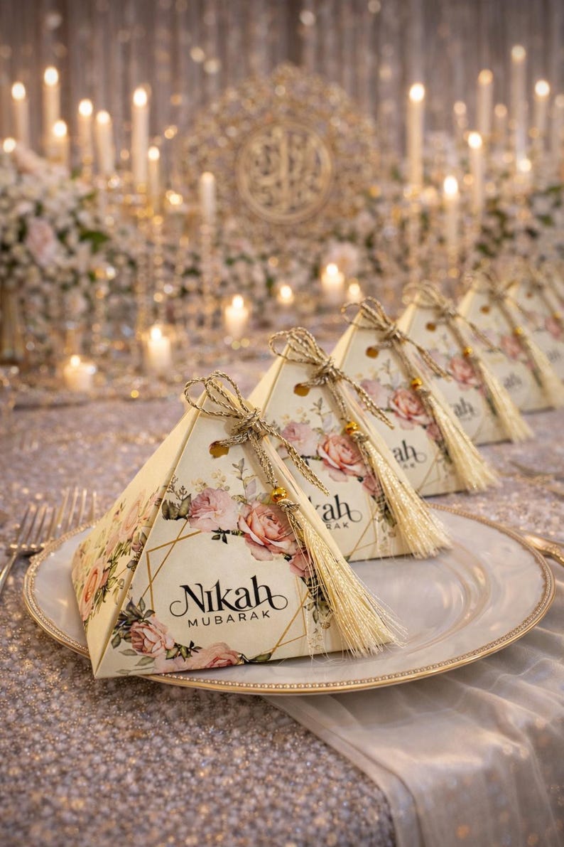 Nikkah Mubarak Favor Boxes: Luxury Floral Wedding Treats, Islamic Table ...