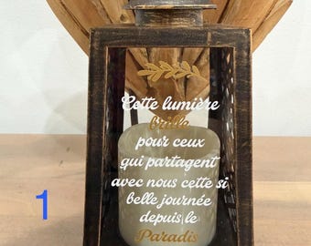 Lanterne cérémonie personnalisée  Cadeau mariage baptême  Lumière souvenir personnalisée