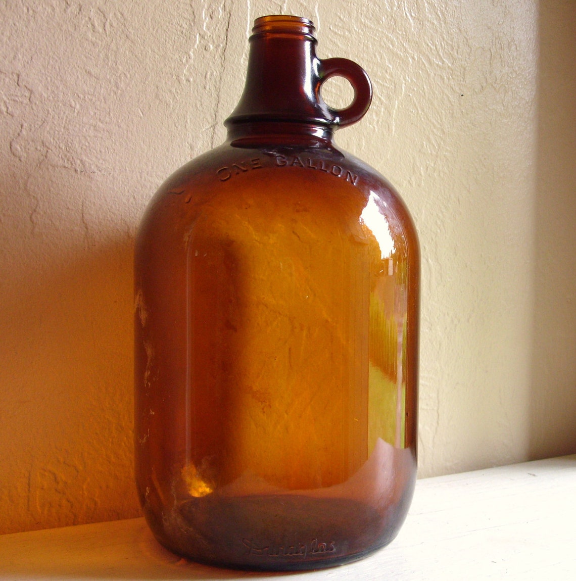 Large Duraglas Brown Amber Glass Bottle Jug with Handle 1 One Etsy