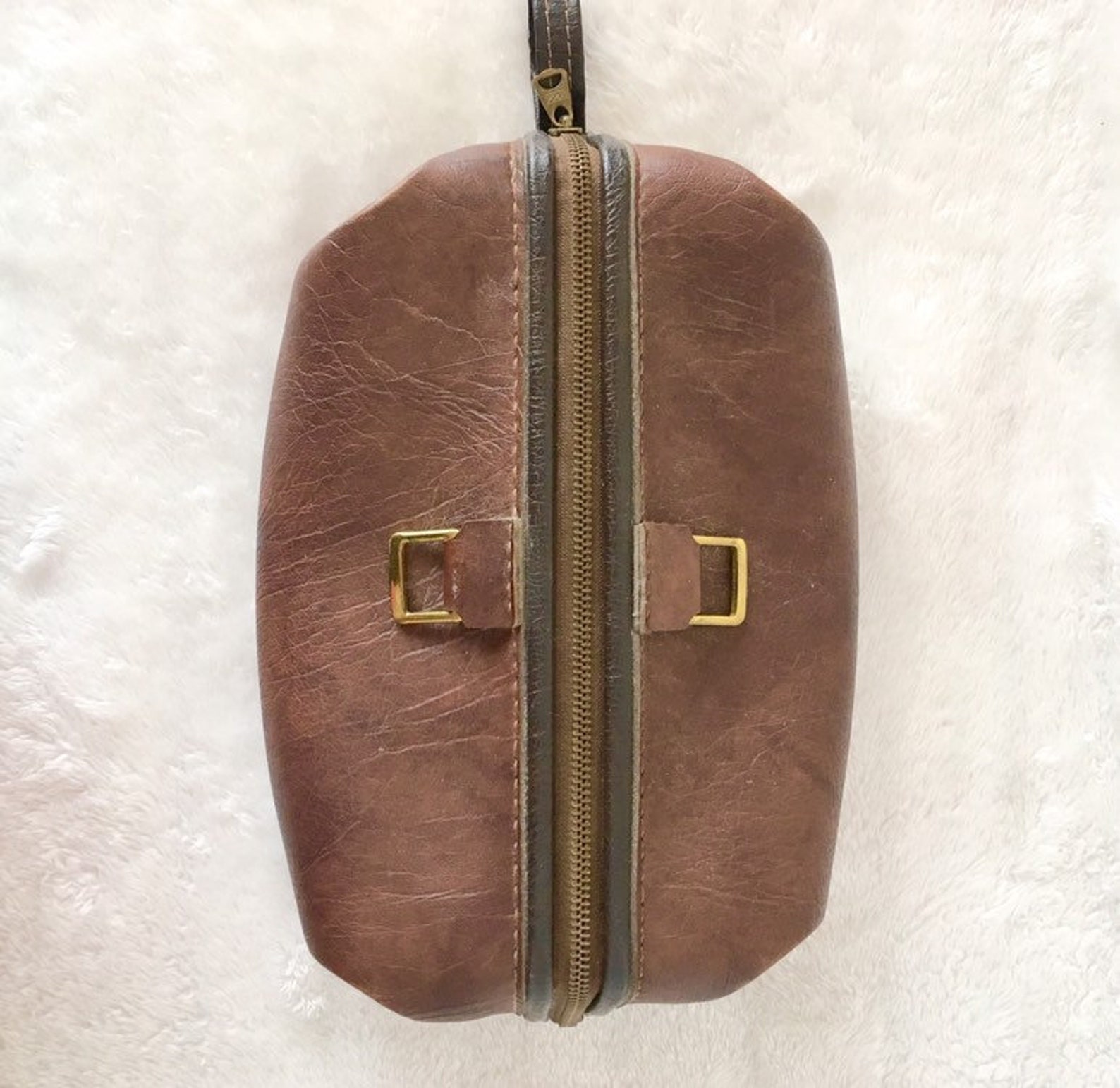 Vintage Samsonite Toiletry Bag Travel Brown Faux Leather Soft Etsy