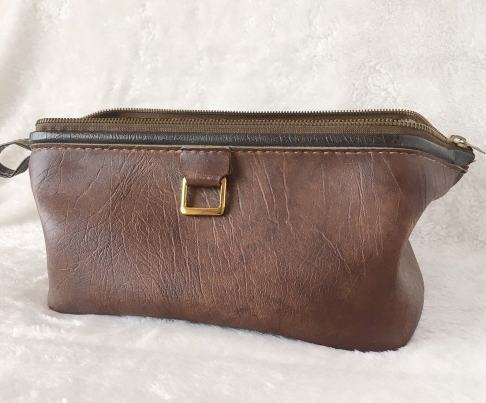 Vintage Samsonite Toiletry Bag Travel Brown Faux Leather Soft Etsy