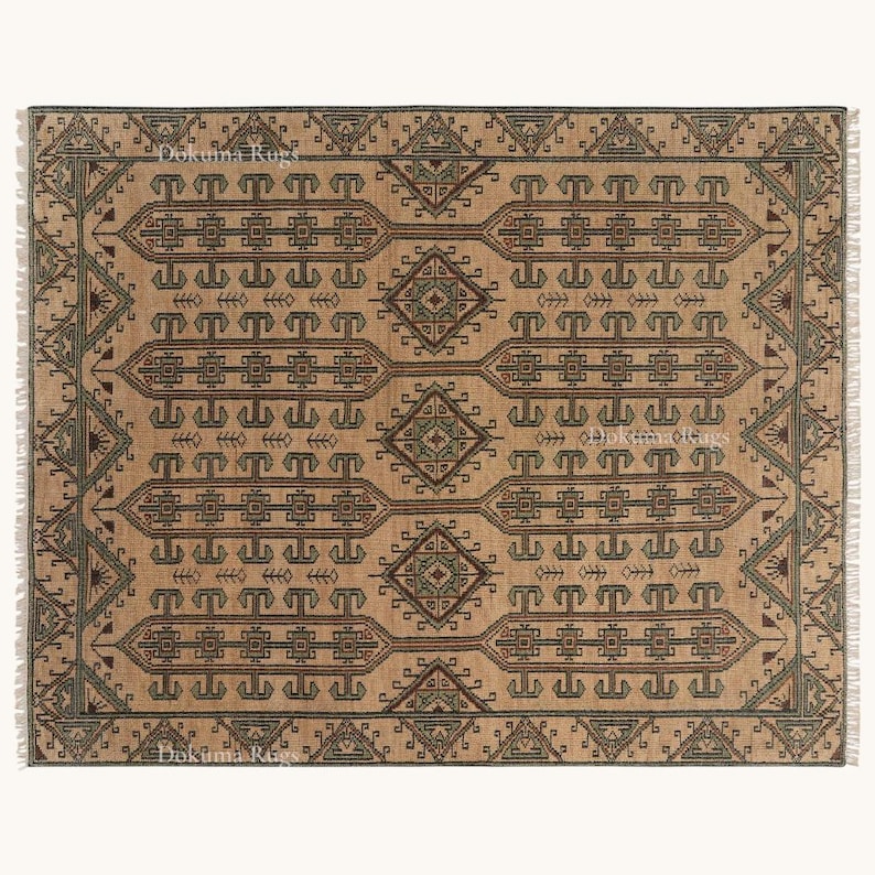 Hand Knotted Tribal Geometric Rug, Camel Afghan Wool Area Rug, Vintage Tribal Handmade Rug
