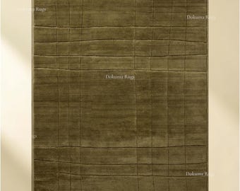Personalized Olive Rug – Neutral Wool Area Textured Hand Knotted Rug