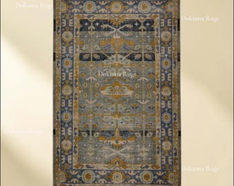 Persian Oriental Rug – Custom Wool Area Azure Garden Hand Knotted Carpet