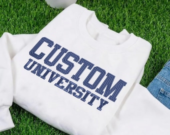 Personalisiertes Universitäts-besticktes Hemd, benutzerdefiniertes College-Namensjahr und Haupt-Sweatshirt, Universitäts-Hoodie, Abschluss-Sweatshirt