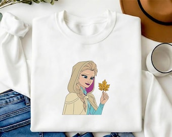 Elsa Herbst Prinzessin besticktes Shirt Gefrorenes Sweatshirt Elsa & Anna Hoodie Disney Prinzessin Geschenk für Fans Männer Frauen