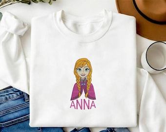 Anna Prinzessin besticktes Shirt Gefrorenes Sweatshirt Elsa & Anna Hoodie Disney Prinzessin Geschenk für Fans Männer Frauen