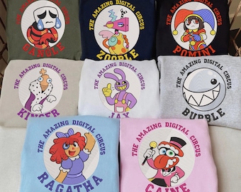 TADC Characters Embroidered Shirt The Amazing Digital Circus Sweatshirt Anime Hoodie Circus Them Gift for Fans Men Women