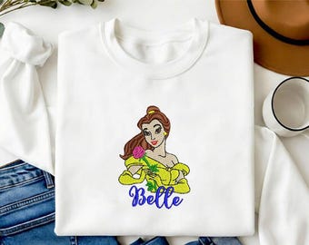 Belle Princess Embroidered Shirt Schöne und das Biest Sweatshirt Belle Hoodie Disney Prinzessin Geschenk für Fans Männer Frauen