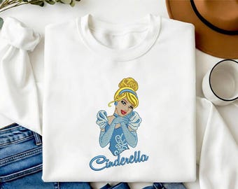 Cinderella Prinzessin besticktes Shirt Cinderella Sweatshirt Magic Kingdom Hoodie Disney Prinzessinnen Geschenk für Fans Männer Frauen