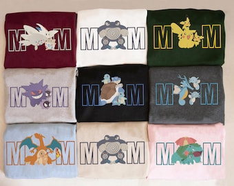 Custom PokeMom Embroidered Shirt, Personalized Anime Characters Sweatshirt, Anime Mother's Day Gift, Birthday Gift For Mom, Pocket Beast
