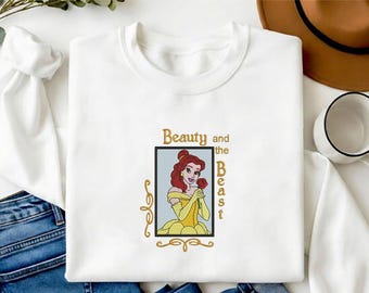 Belle Princess Gestickte Shirt Schöne und das Biest Sweatshirt Belle Hoodie Disney Prinzessin Geschenk für Fans Männer Frauen M2