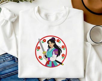 Mulan Prinzessin besticktes Shirt Mulan Sweatshirt Magic Kingdom Hoodie Disney Prinzessinnen Geschenk für Fans Männer Frauen