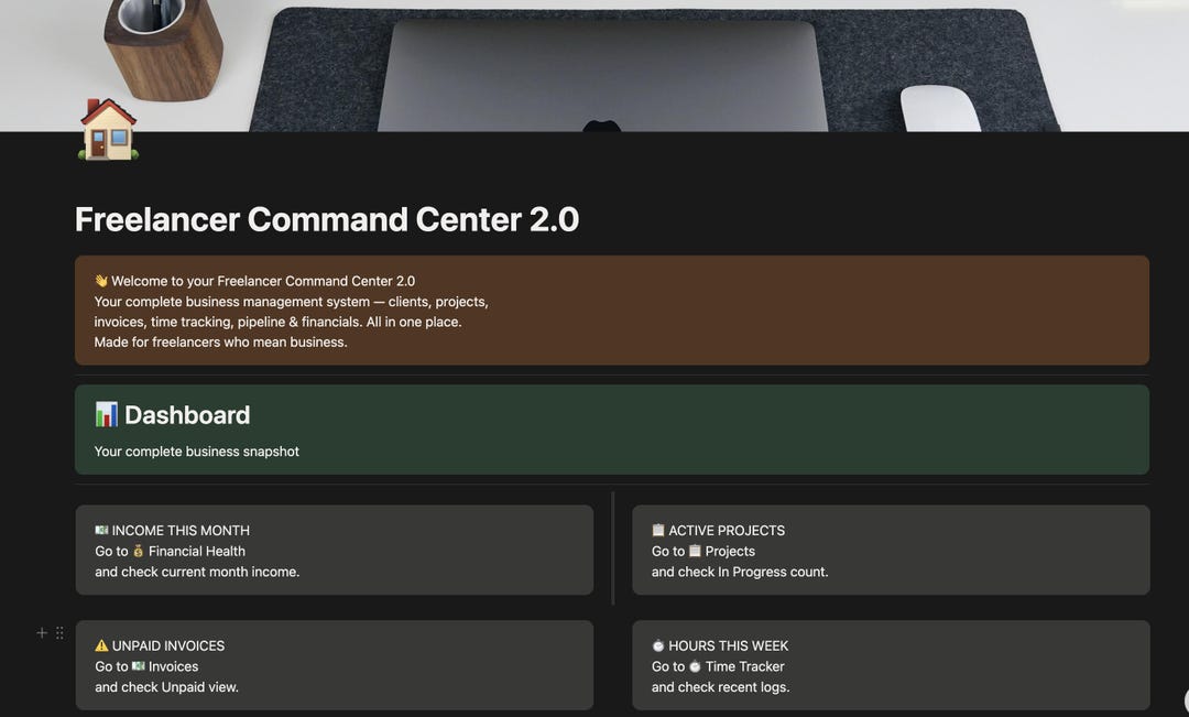 Notion Freelancer Command Center 2.0 | CRM, Projects, Invoices ...