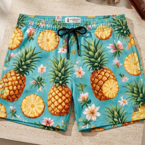 Ananas-Tropen-Shorts | Leichtes Board mit elastischem Bund