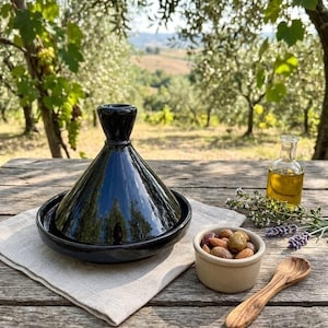 Moroccan Ceramic Tagine - 20cm Decorative Serving Pot - handmade pottery.